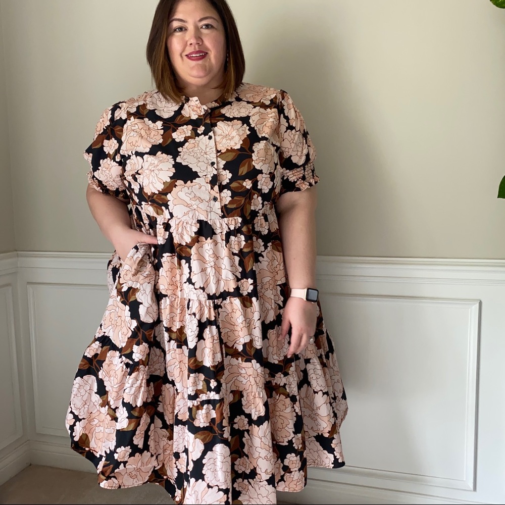 Who What Wear Floral Short Puff Sleeve Dress 4X